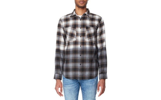  Men’s Checked Regular Fit Colorblock Shirt, Funghi Plaid, Large