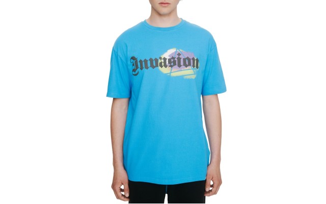  Mens Invasion Cotton Graphic T-Shirt, Blue, X-Large