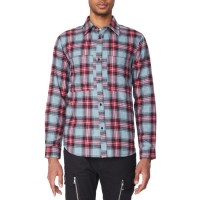 Eleven Paris Men’s Plaid Shirt, Cadet Grey, Medium