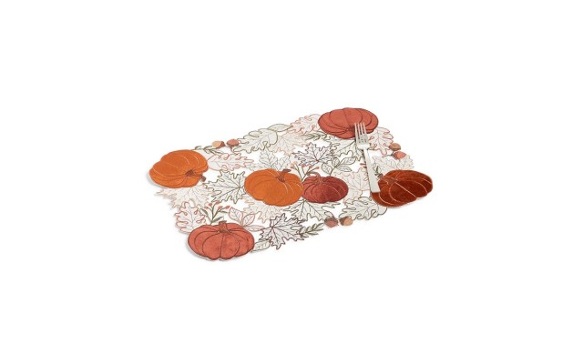  Pumpkin Farm Cutwork All-Over Rectangular Placemat, Multi
