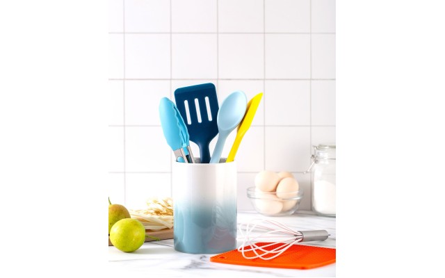 Enchante Cook With Color 7-Pc. Silicone Utensil Set & Crock