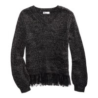 Epic Threads Big Girls Volume-Sleeve Layered-Look Sweater (Black, XL)