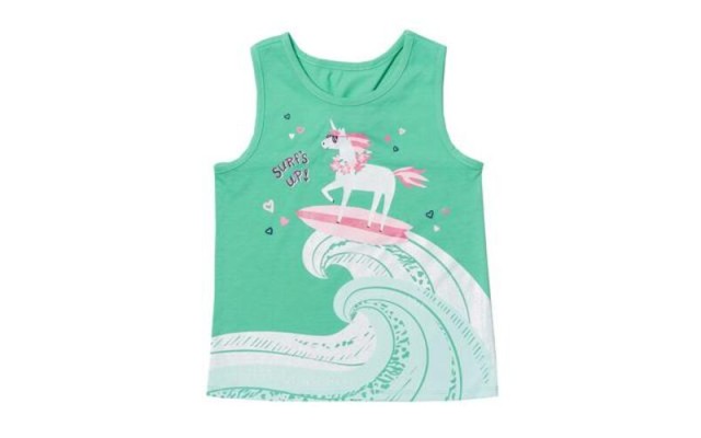 Toddler Girls Graphic Tank Top With Unicorn, Green, 2T