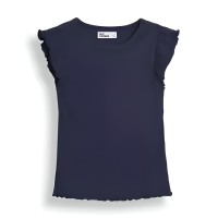 Epic Threads Toddler Girls Short Ruffle Sleeve Solid T-Shirt, Navy, 4T/4