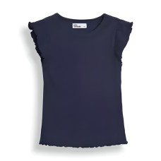 Epic Threads Toddler Girls Short Ruffle Sleeve Solid T-Shirt, Navy, 4T/4