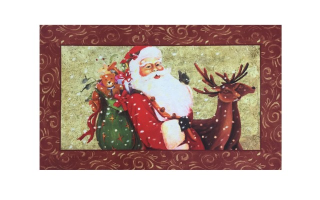 Essential Home Holiday Outdoor Mat – Santa, Multi
