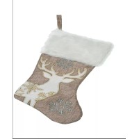 Fabric Embroidery Reindeer Stocking