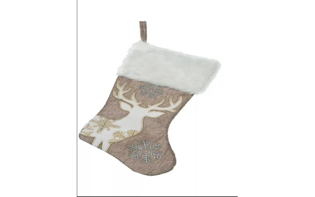 Fabric Embroidery Reindeer Stocking
