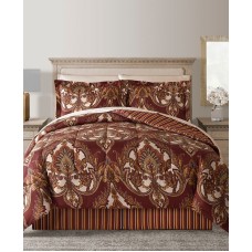 Fairfield Square Collection Odyssey Scroll/Stripe Reversible 8 Pc. Comforter Sets, King, Wine
