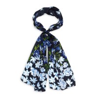 Falling Floral Silk Oblong Scarf, Black