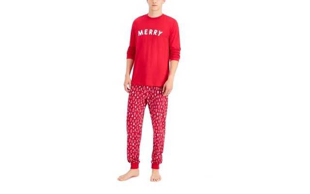 Family Pajama Matching Men's Merry Family Pajama Sets, Red, Medium