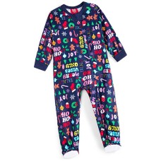 Family Pajamas Matching Baby Holiday Toss One-Piece Footed Pajamas, 6-9 Months, Navy
