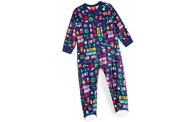  Matching Baby Holiday Toss One-Piece Footed Pajamas, 6-9 Months, Navy