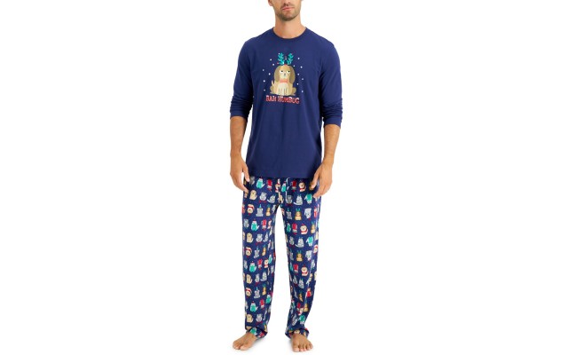  Matching Men's Big & Tall Bah Humbug Family Pajama Sets, Navy, 2X-Large Tall