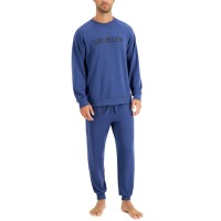 Family Pajamas Matching Men's Crew Love Fleece Sweatshirt & Jogger Pants Family Pajama Set, Navy, Large