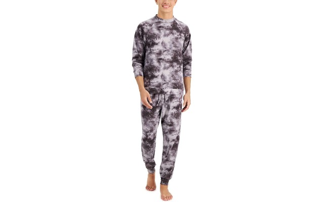  Matching Men’s Tie-Dyed Pajama Set,Small , Gray