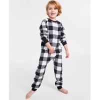 Family Pajamas Matching Toddler, Little & Big Kids Check Printed Pajamas 1-Pc. Black, 2T-3T
