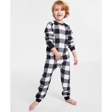 Family Pajamas Matching Toddler, Little & Big Kids Check Printed Pajamas 1-Pc. Black, 2T-3T