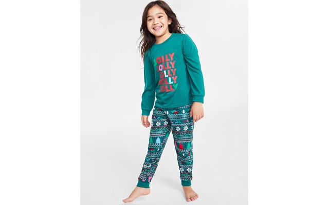  Matching Toddler, Little & Big Kids Jolly Fair Pajamas Set, Green, 6-7