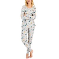 Family Pajamas Matching Women’s Holiday Dogs & Cats Pajama Set, Gray, X-Small