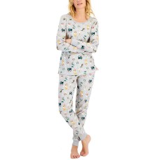 Family Pajamas Matching Women’s Holiday Dogs & Cats Pajama Set, Gray, X-Small