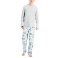 Family Pajamas Mens Matching Ski Mountain Pajama Sets, Gray/Blue, Medium