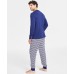  Men’s Mix It Jolly Vibes Striped Pajamas Set, Navy, Medium