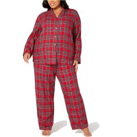 Family Pajamas Plus Women’s Brinkley Plaid Holiday Cotton Pajama Set, Brinkley Plaid/Red, 1X