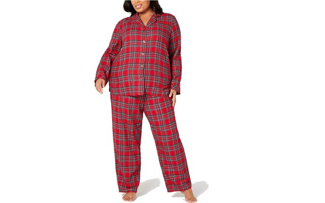  Plus Women’s Brinkley Plaid Holiday Cotton Pajama Set, Brinkley Plaid/Red, 1X