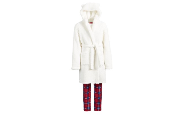  Women’s Matching Kids Bear Robes, White, 12-14(Large)