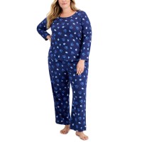 Family Pajamas Womens Matching Plus Size Hanukkah Pajama Set, Navy, 1X