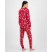  Women’s Sweets Printed Pajamas Set, Red, X-Small