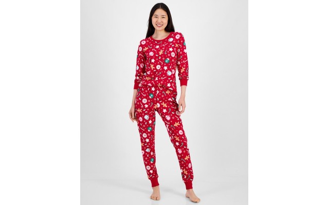  Women’s Sweets Printed Pajamas Set, Red, X-Small