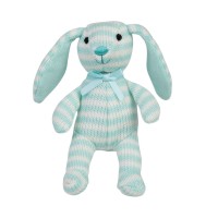 FAO Schwarz Babies Textured Stripe Floppy Bunny Plush Toys, Blue, 4”