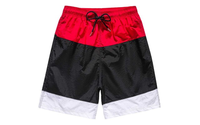 Fashionable Summer Swim Trunks for Men, Quick Dry Swim Shorts for Men, Swimwear, Bathing Suits, Swim Shorts with Various Colors & Designs, Quick Dry Nylon Shorts, Red/Black/White, 4X-Large