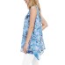  Womens Double Layer Sleeveless Blouse (Blue Mosaic Glass, Small)