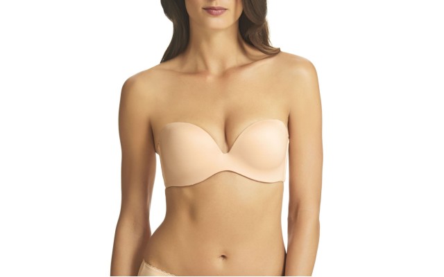  Women’s Memory Low Cut Strapless 4 Way Convertible Bras, Light Beige, 38D