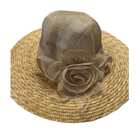 Fine Millinery by August Hat Company Sinamay Wheatstraw Hat, Beige
