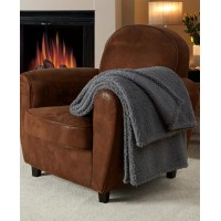 Fireside Solid Sherpa Throw 50 x 60, Gray, 50X60