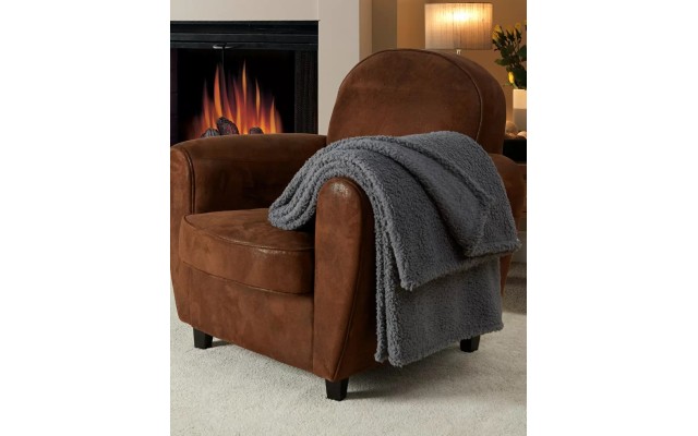 Fireside Solid Sherpa Throw 50 x 60, Gray, 50X60