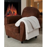 Fireside Solid Sherpa Throw 50 x 60, Ivory, 50X60