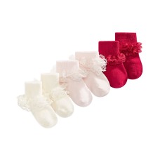 First Impressions Baby Girls 3-Pack Lace Anklet Socks (6-12 Months)