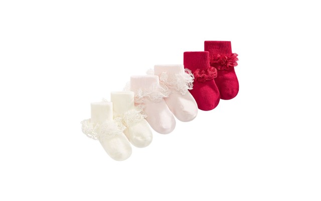  Baby Girls 3-Pack Lace Anklet Socks (6-12 Months)