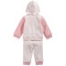  Baby Girls Dot-Print Minky Cat Hoodie & Pants Set (Pastel Gray, 3-6Months)