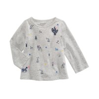 First Impressions Western-Print Cotton T-Shirt, Baby Girls, Gray, 6-9 Month