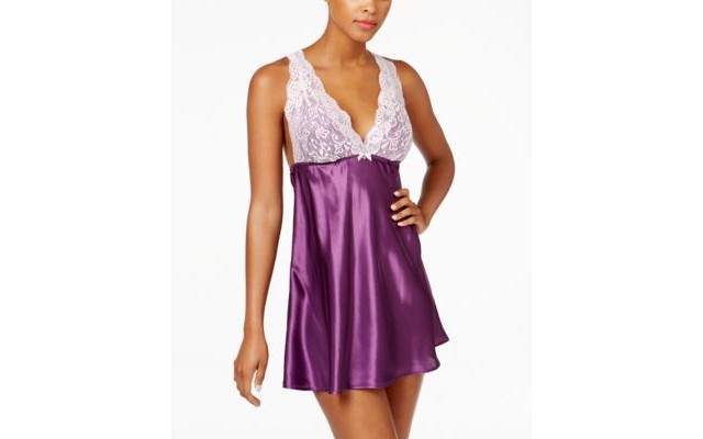  By  Nikrooz Emma Lace-trimmed Charmeuse Ch Plum S