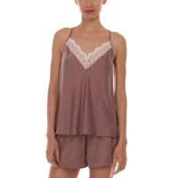 Flora by Flora Nikrooz Kit Heart Lace Cami & Tap Shorts Pajama Set, Pink, Medium