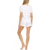 Flora by  Women's Maura Printed Ribbed Pajama Sets, Ivory, Large