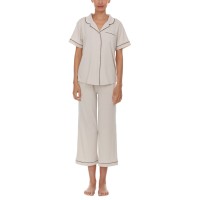Flora by Flora Nikrooz Women’s Annie Notch Top and Capri Pajama 2 Piece Set – Beige, X-Large