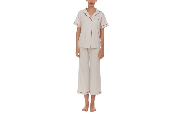 Flora by  Women’s Annie Notch Top and Capri Pajama 2 Piece Set – Beige, X-Large